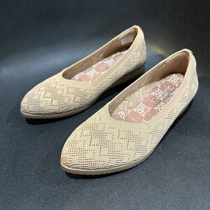 Skechers Air-Cooled Memory Foam Knit Flats Tan Comfort Women's US 8